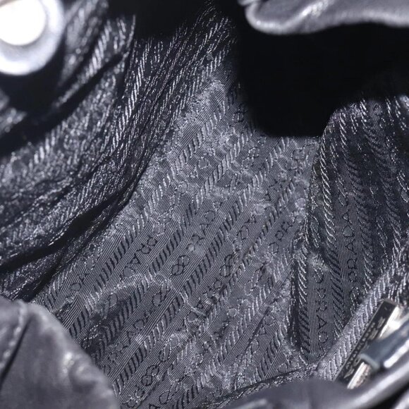 PRADA Hand Bag Leather Black Silver Auth sw622 - Picture 11 of 16